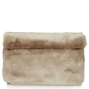 TOPSHOP Faux Fur Plush Roll Top Clutch